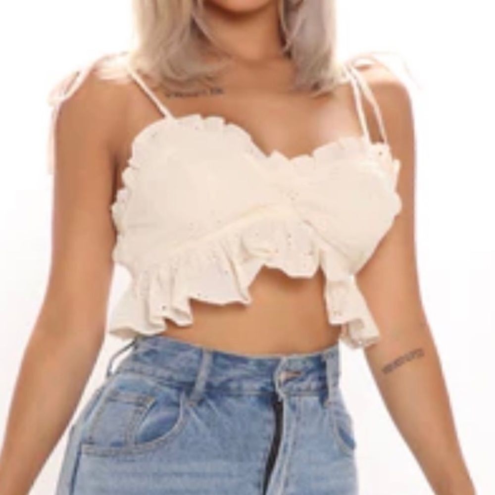 Fashion Nova Sugar Baby Eyelet Top - Beige